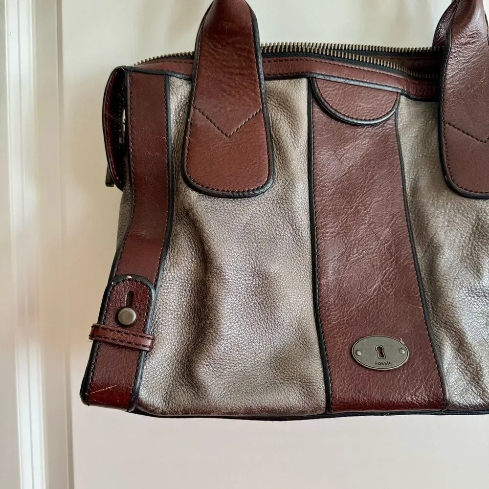 Fossil Brown and Silver Satchel